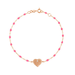 Gigi Clozeau - Heart Lumière Pink Diamond Bracelet, Rose Gold, 6.7"