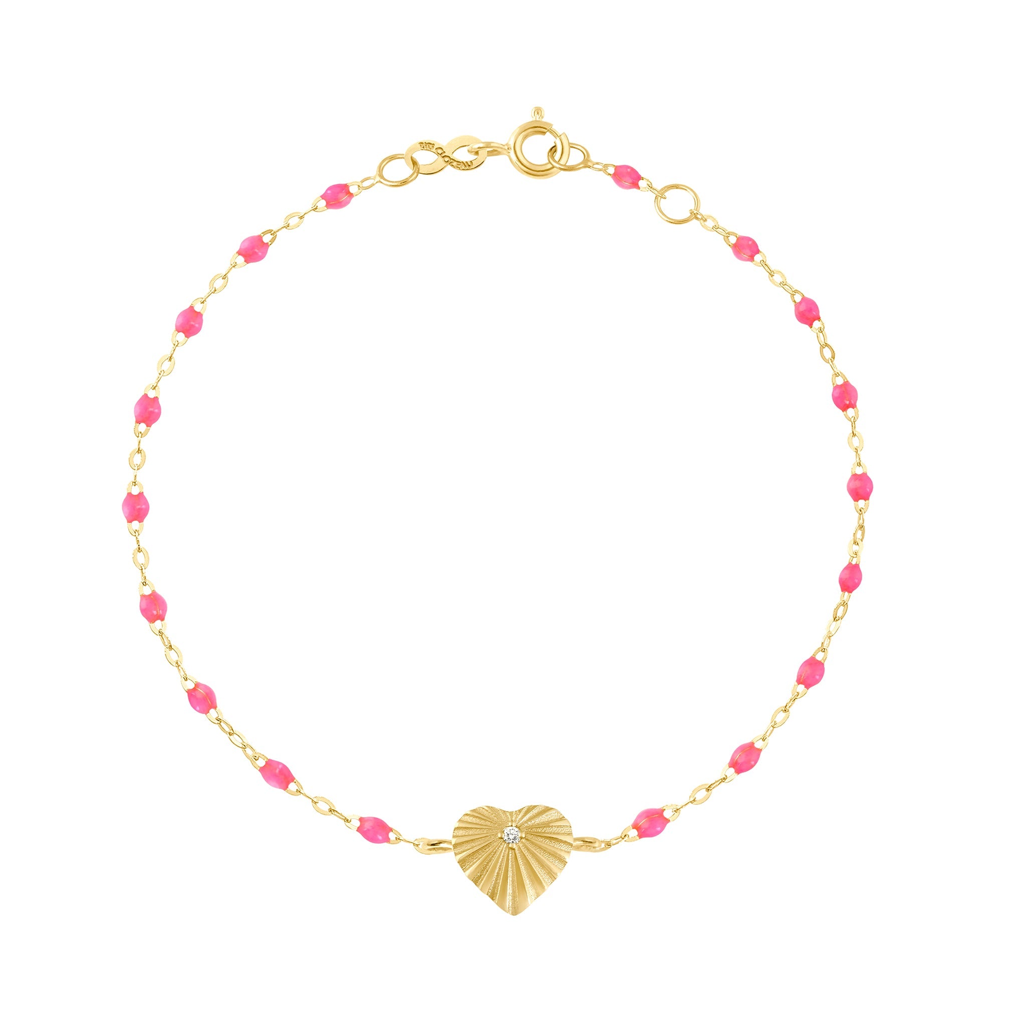 Gigi Clozeau - Heart Lumière Pink Diamond Bracelet, Yellow Gold, 6.7"