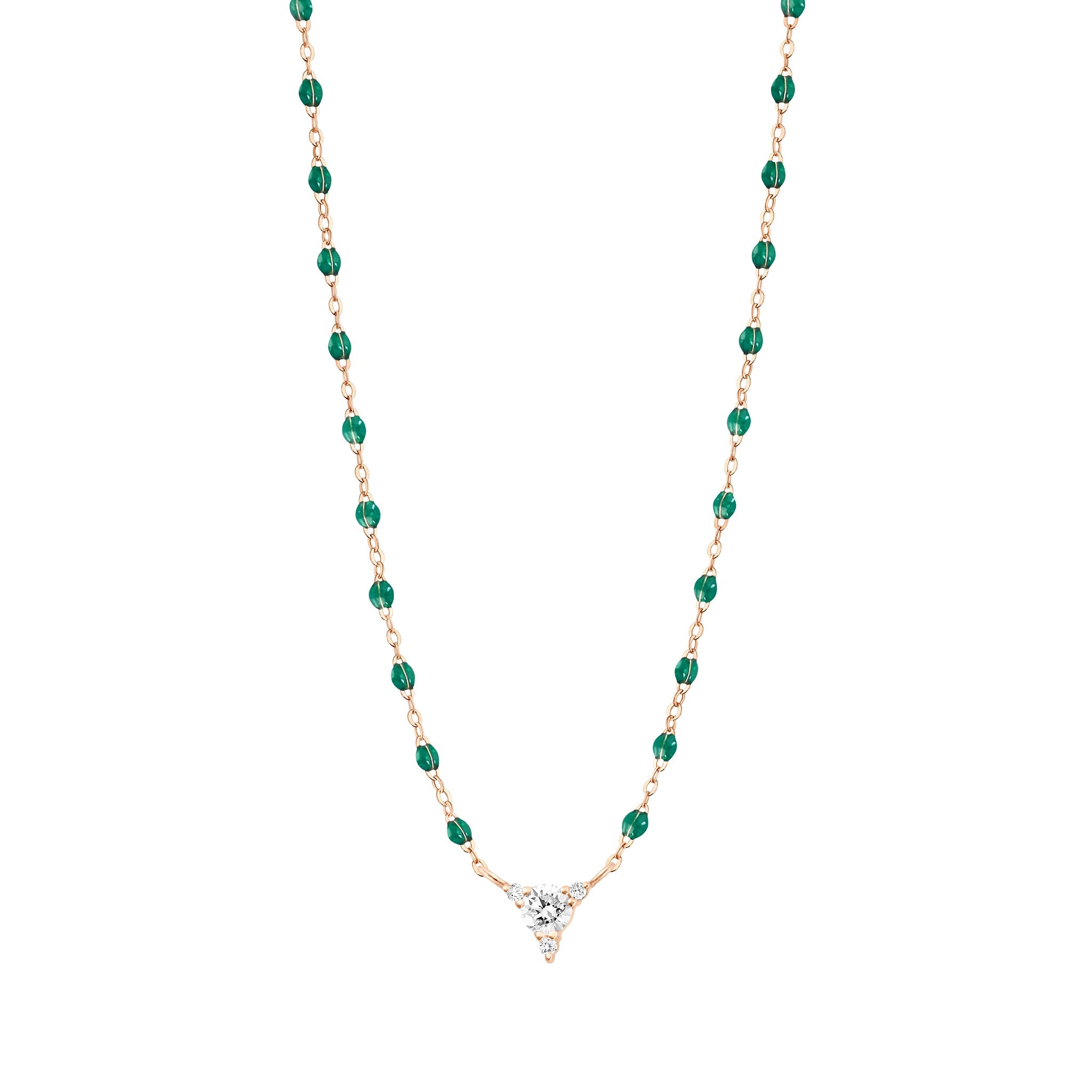 Gigi Clozeau - Kosmos Emerald Necklace, Rose Gold, 16.5"