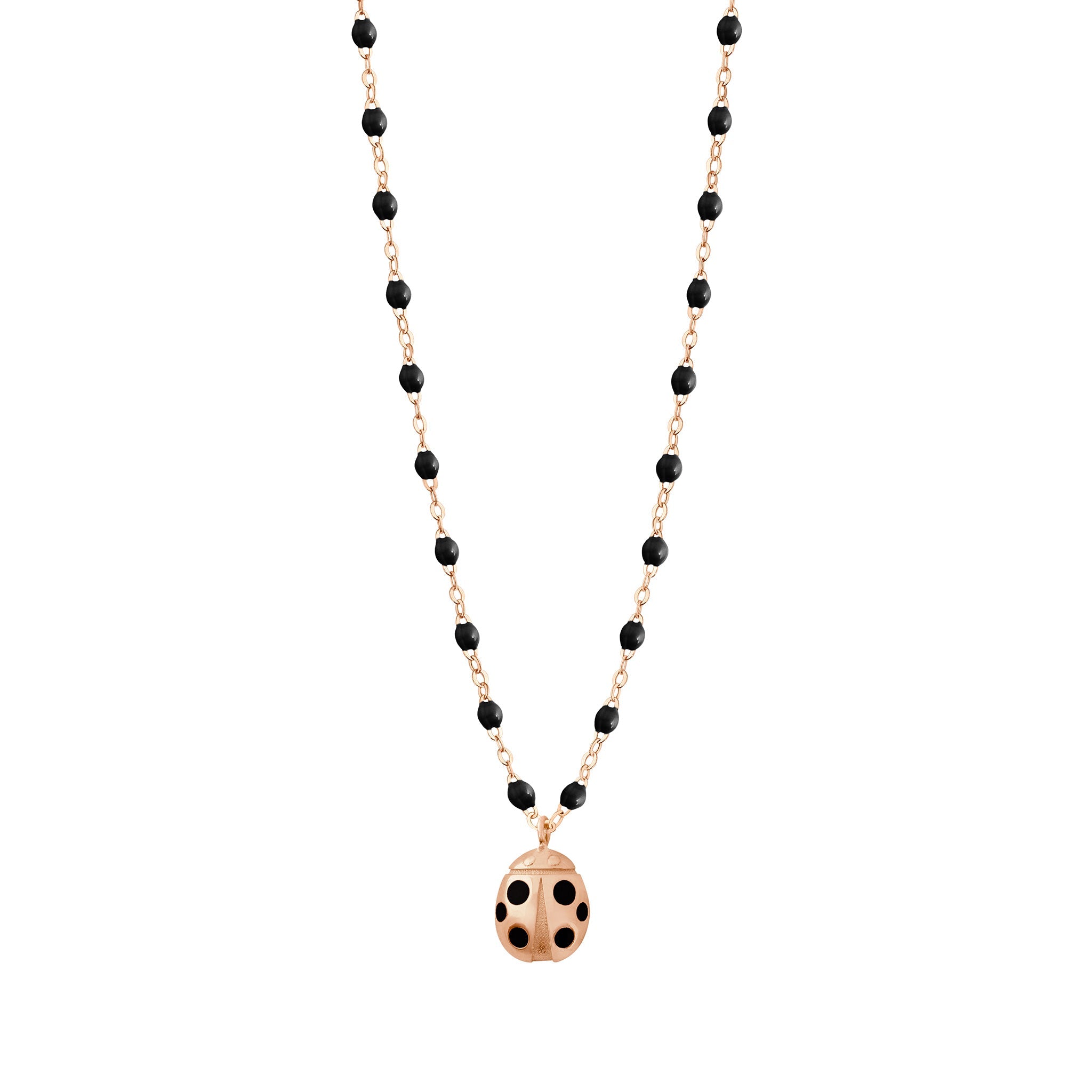 Gigi Clozeau - Ladybug Black Necklace, Rose Gold, 16.5"