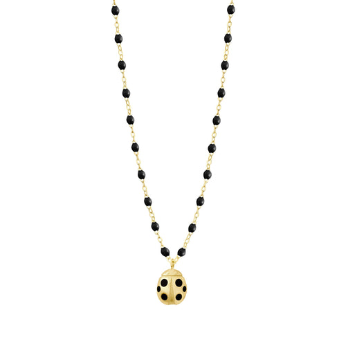 Gigi Clozeau - Ladybug Black Necklace, Yellow Gold, 16.5