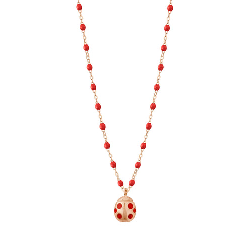 Gigi Clozeau - Ladybug Poppy Necklace, Rose Gold, 16.5