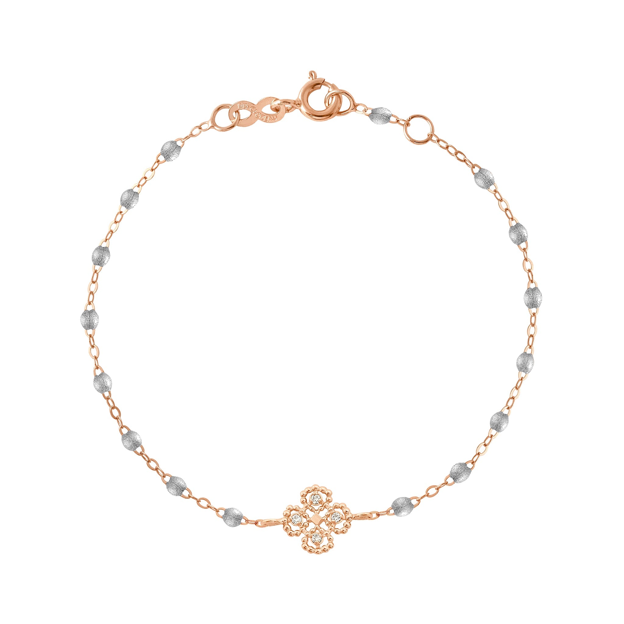 Gigi Clozeau - Lucky Clover Classic Gigi Silver diamond Bracelet, Rose Gold, 6.7"