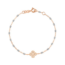 Gigi Clozeau - Lucky Clover Classic Gigi Silver diamond Bracelet, Rose Gold, 6.7"