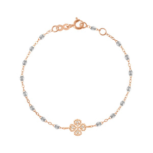 Gigi Clozeau - Lucky Clover Classic Gigi Silver diamond Bracelet, Rose Gold, 6.7"