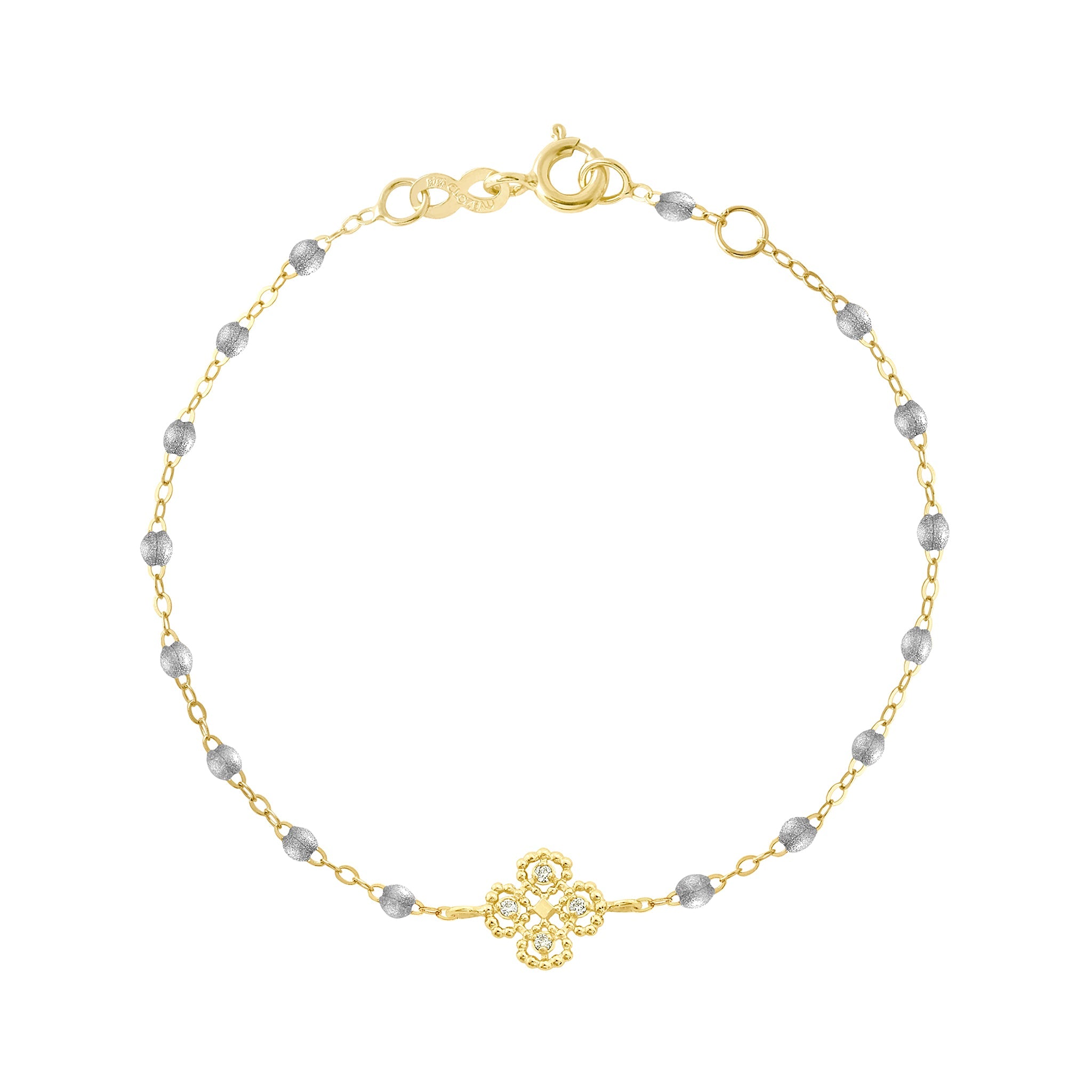 Gigi Clozeau - Lucky Clover Classic Gigi Silver diamond Bracelet, Yellow Gold, 6.7"