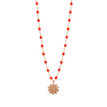 Gigi Clozeau - Lucky Sun Coral Diamond Necklace, Rose Gold, 16.5"