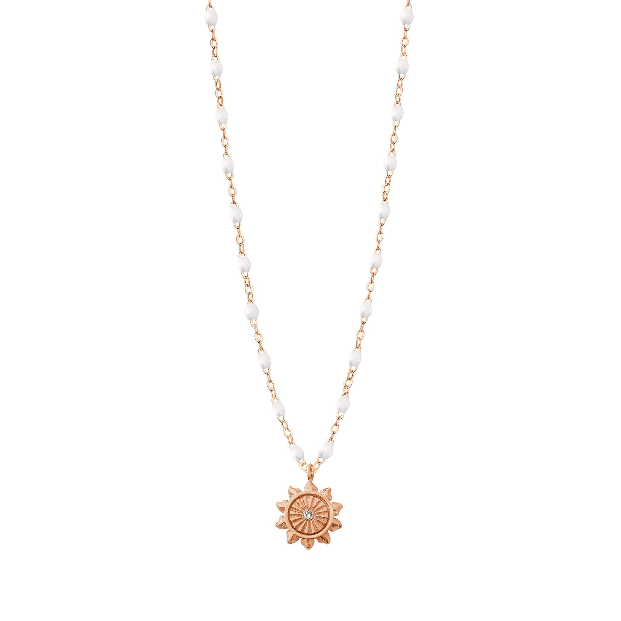 Gigi Clozeau - Lucky Sun White Diamond Necklace, Rose Gold, 16.5"