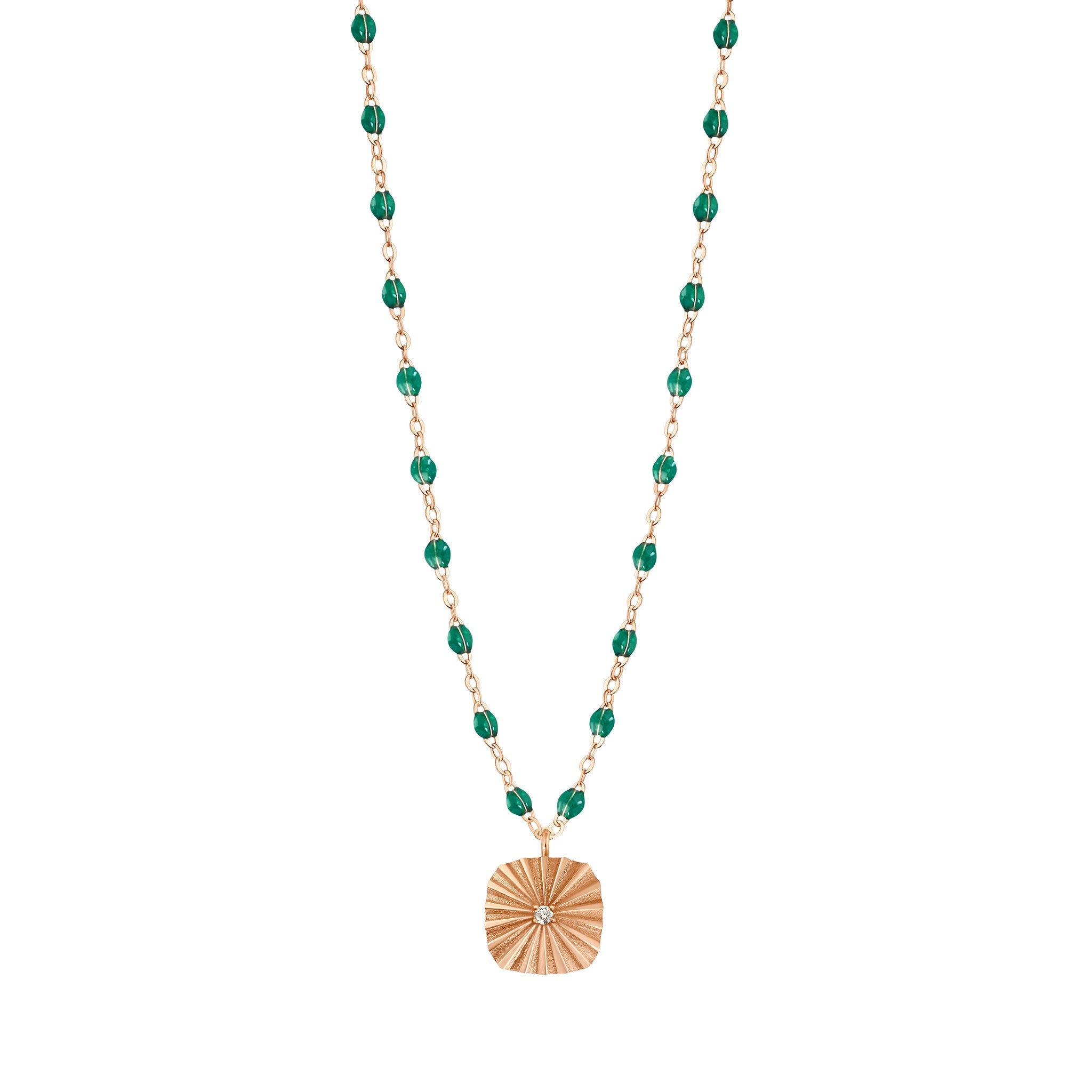 Gigi Clozeau - Miss Lumière Emerald Diamond Necklace, Rose Gold, 16.5"