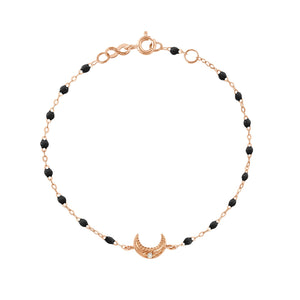 Gigi Clozeau - Moon Black Diamond Bracelet, Rose Gold, 6.7"