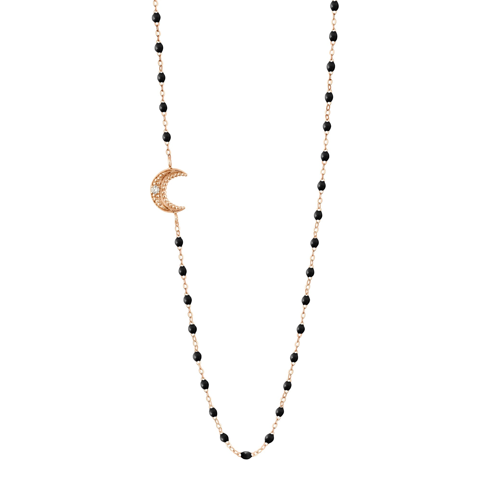 Gigi Clozeau - Moon Black Diamond Necklace, Rose Gold, 16.5"