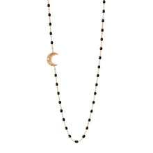 Gigi Clozeau - Moon Black Diamond Necklace, Rose Gold, 16.5"