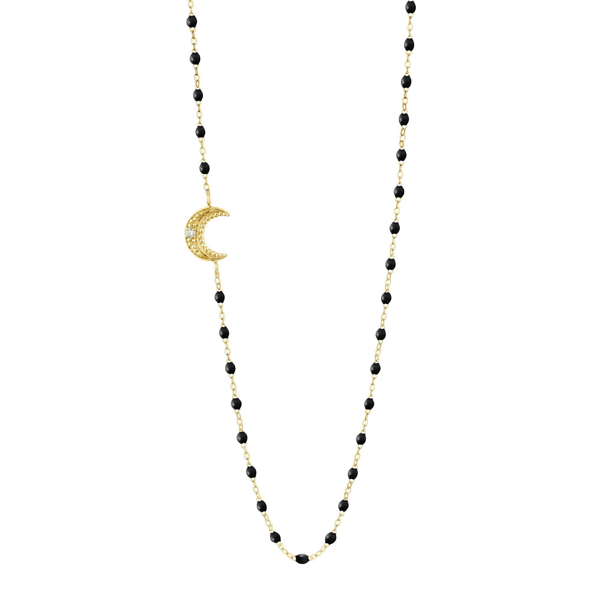 Gigi Clozeau - Moon Black Diamond Necklace, Yellow Gold, 16.5"