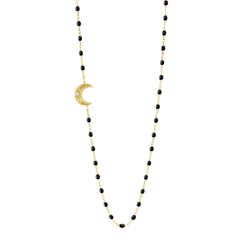 Gigi Clozeau - Moon Black Diamond Necklace, Yellow Gold, 16.5