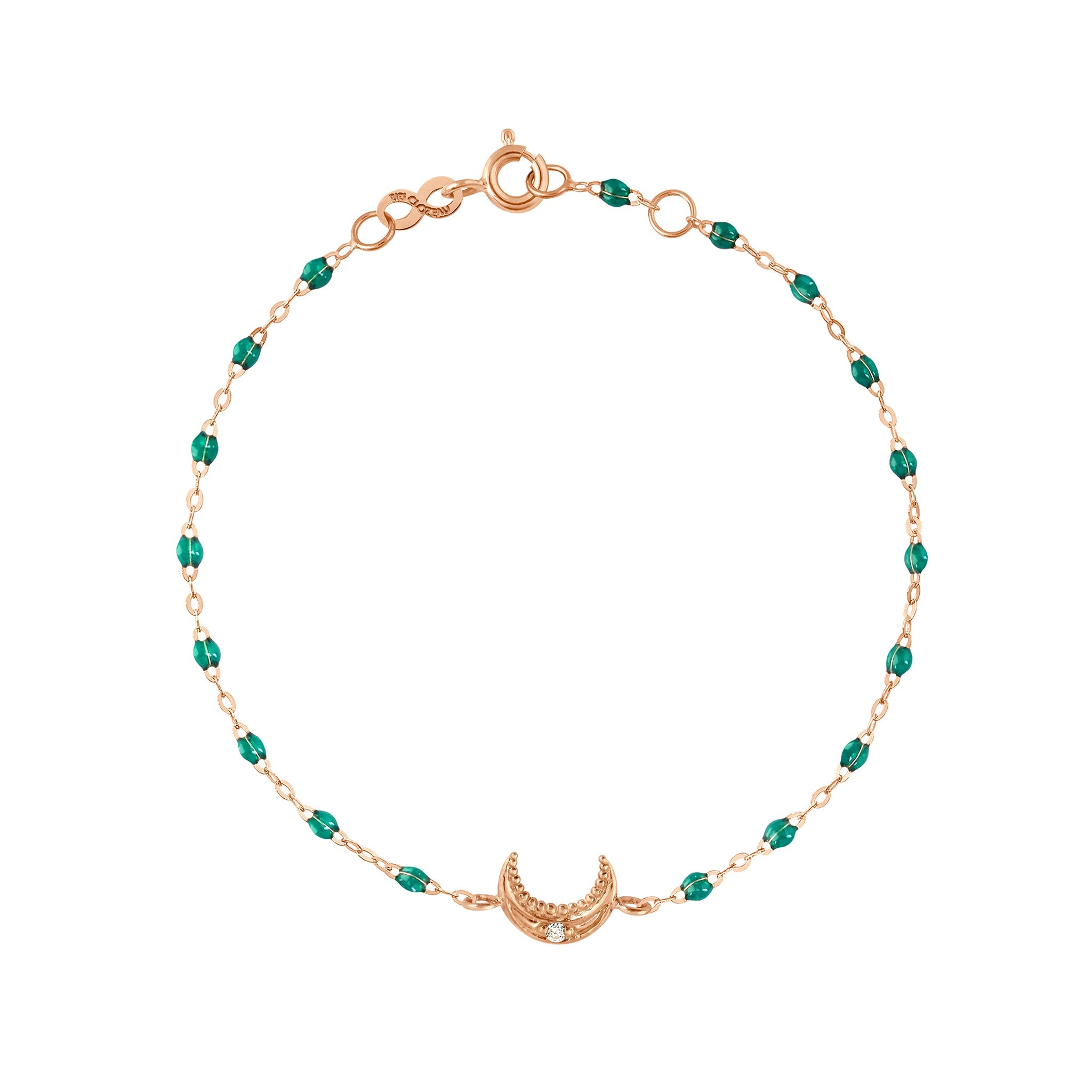 Gigi Clozeau - Moon Emerald Diamond Bracelet, Rose Gold, 6.7"