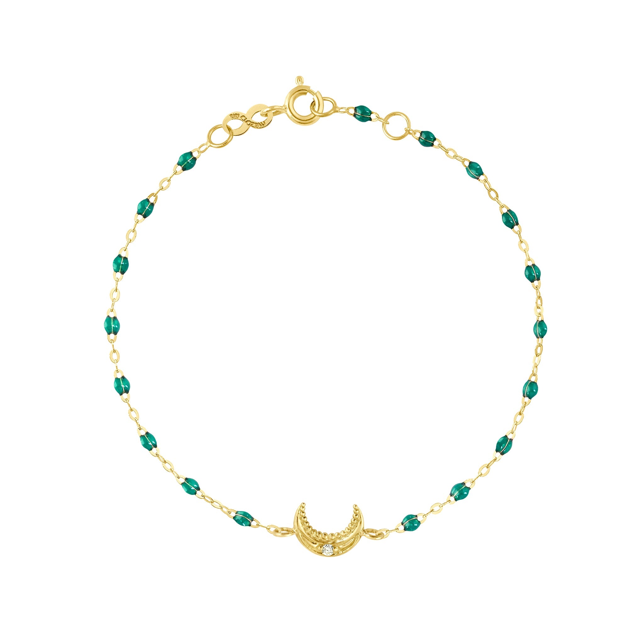 Gigi Clozeau - Moon Emerald Diamond Bracelet, Yellow Gold, 6.7"