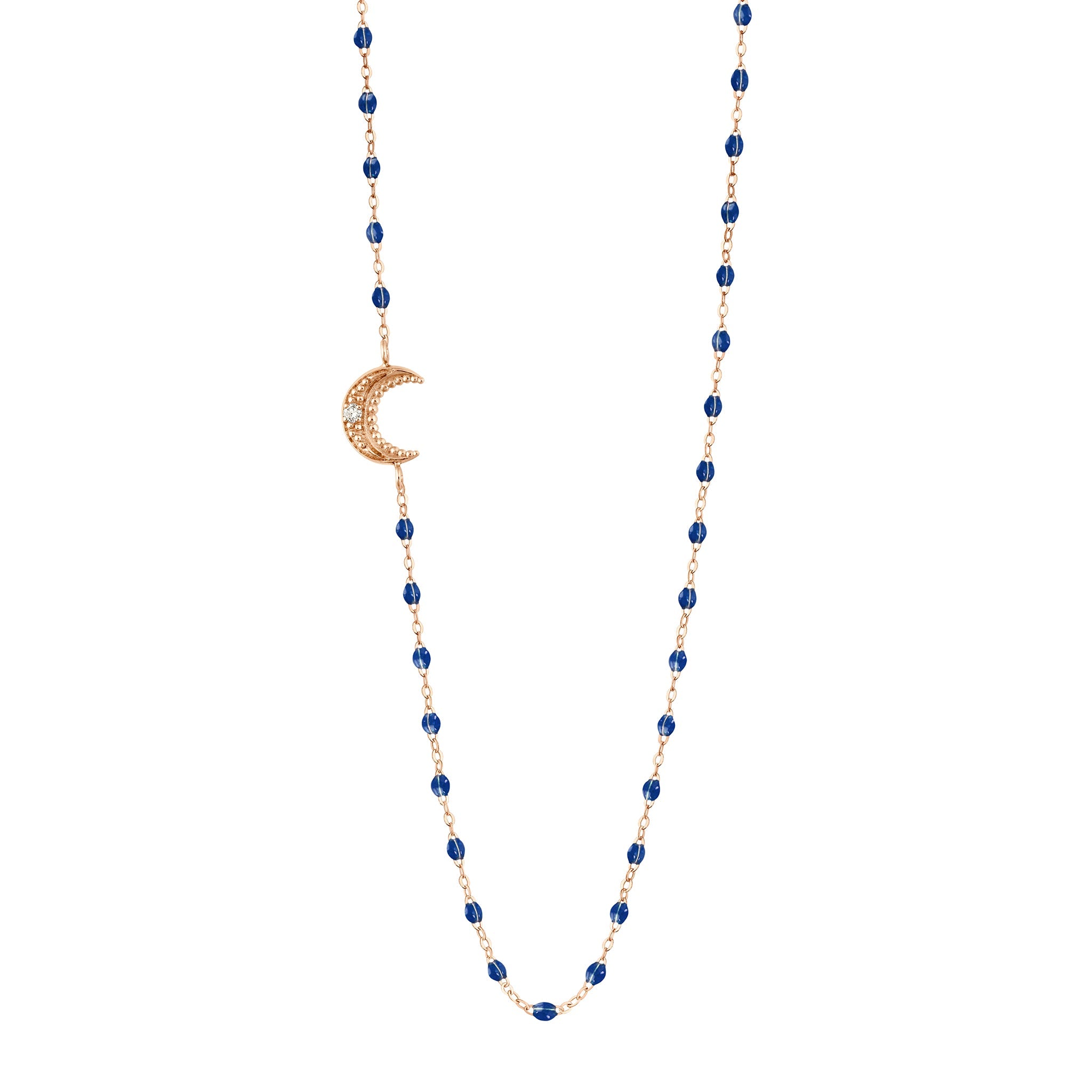 Gigi Clozeau - Moon Lapis Diamond Necklace, Rose Gold, 16.5"