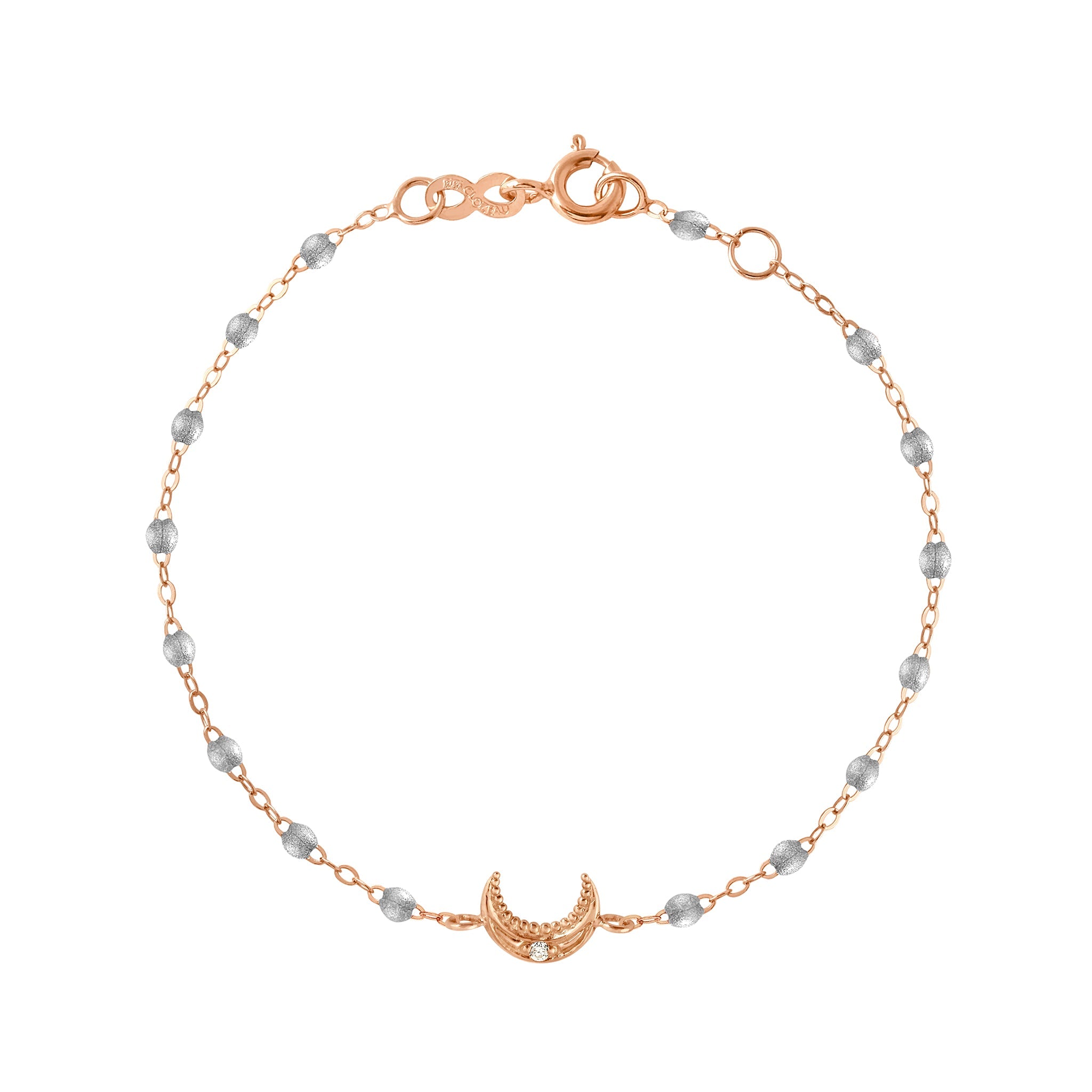 Gigi Clozeau - Moon Silver Diamond Bracelet, Rose Gold, 6.7"