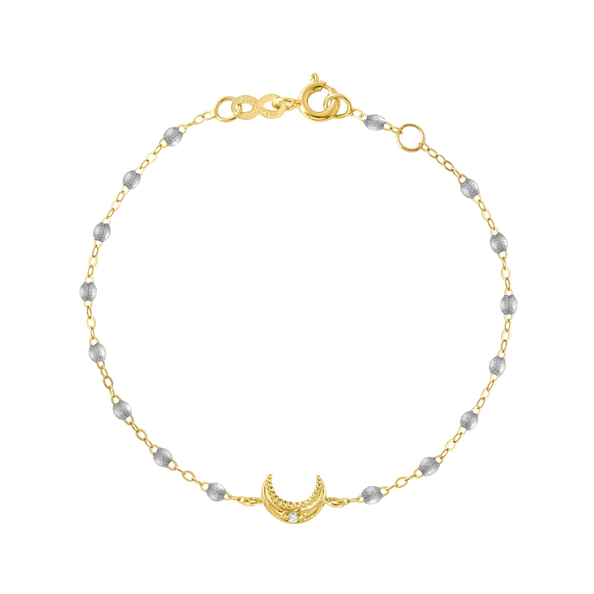 Gigi Clozeau - Moon Silver Diamond Bracelet, Yellow Gold, 6.7"