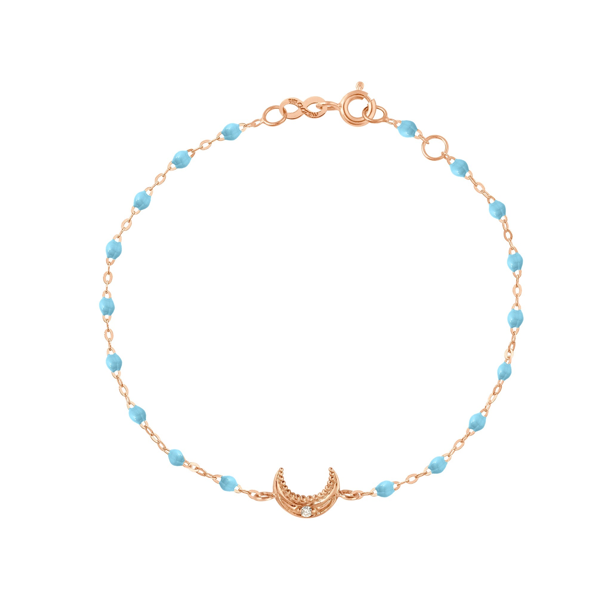 Gigi Clozeau - Moon Turquoise Diamond Bracelet, Rose Gold, 6.7"