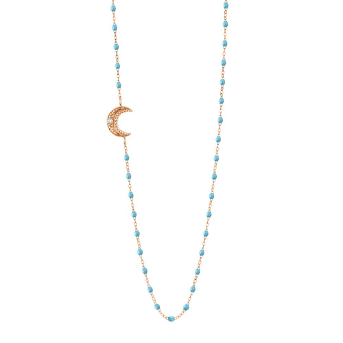 Gigi Clozeau - Moon Turquoise Diamond Necklace, Rose Gold, 16.5