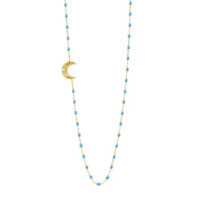 Gigi Clozeau - Moon Turquoise Diamond Necklace, Yellow Gold, 16.5"