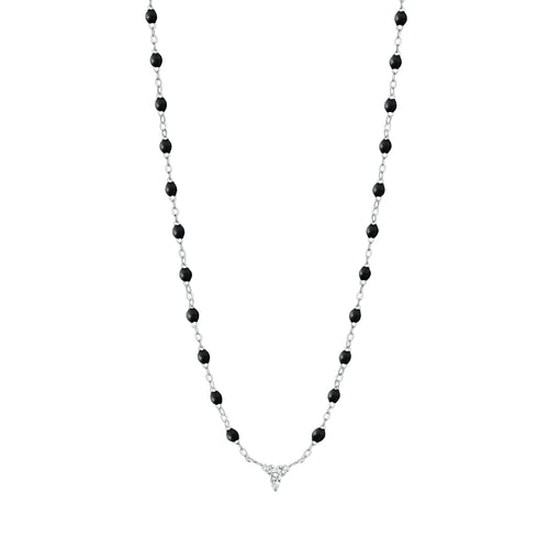 Gigi Clozeau - Petite Kosmos Black necklace, White Gold, 16.5