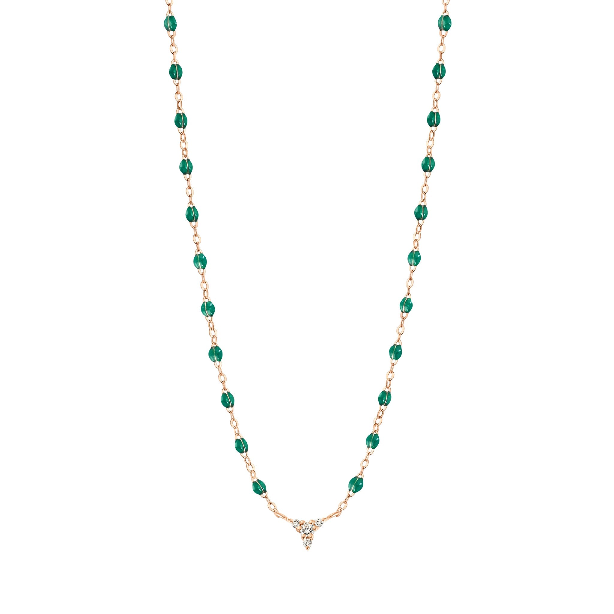 Gigi Clozeau - Petite Kosmos Emerald necklace, Rose Gold, 16.5"