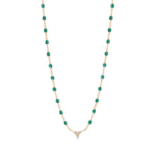 Gigi Clozeau - Petite Kosmos Emerald necklace, Rose Gold, 16.5"