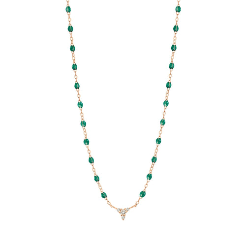 Gigi Clozeau - Petite Kosmos Emerald necklace, Rose Gold, 16.5