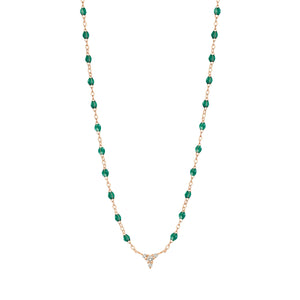 Gigi Clozeau - Petite Kosmos Emerald necklace, Rose Gold, 16.5"