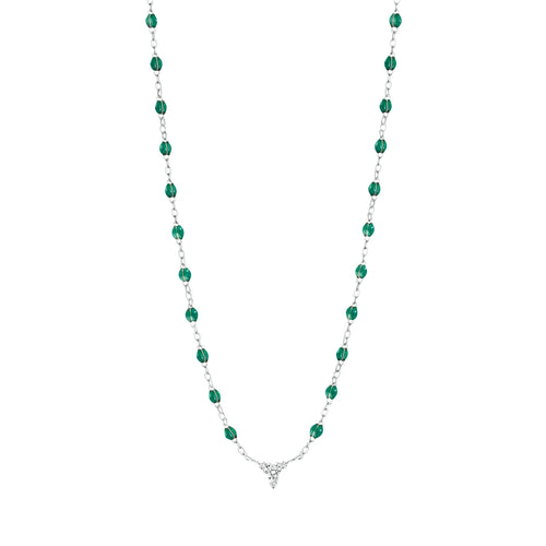 Gigi Clozeau - Petite Kosmos Emerald necklace, White Gold, 16.5