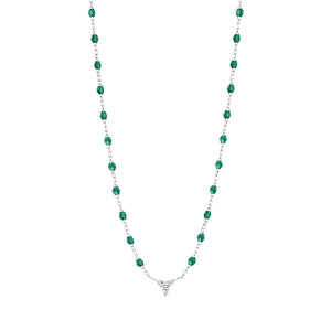 Gigi Clozeau - Petite Kosmos Emerald necklace, White Gold, 16.5"