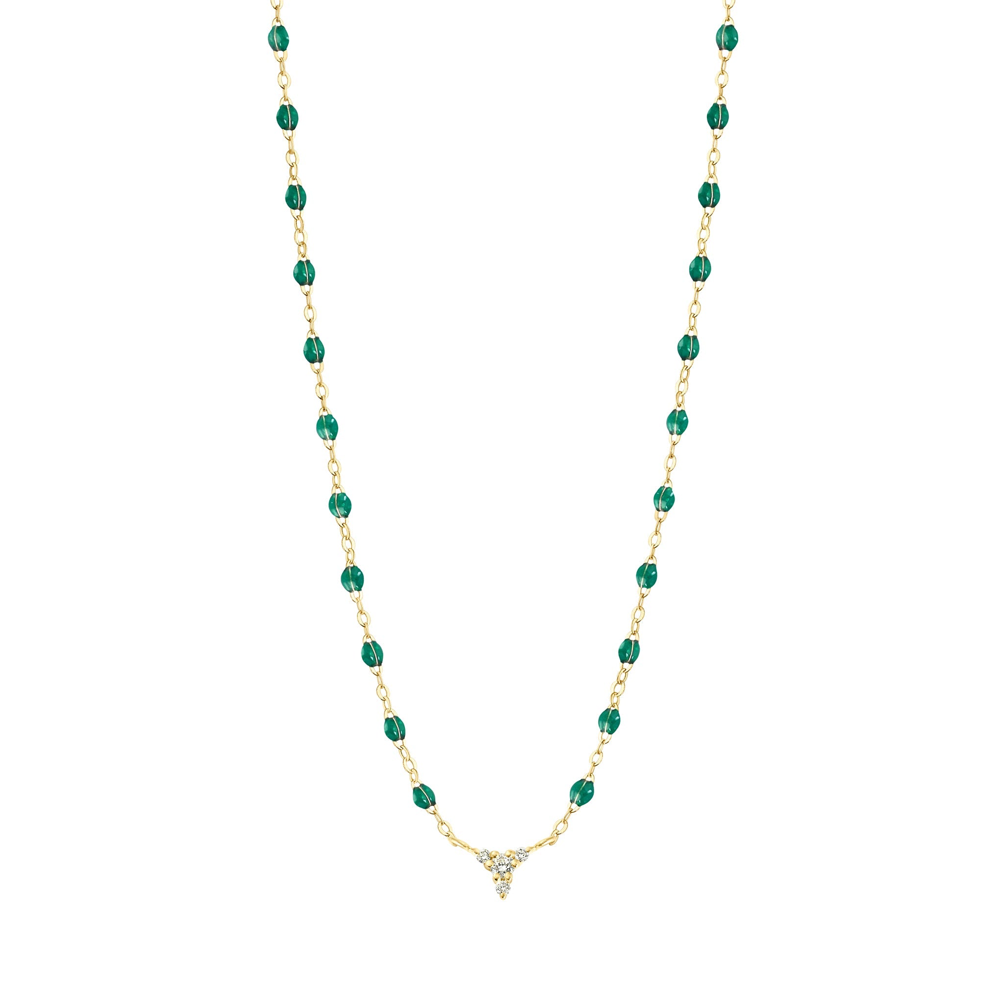 Gigi Clozeau - Petite Kosmos Emerald necklace, Yellow Gold, 16.5"