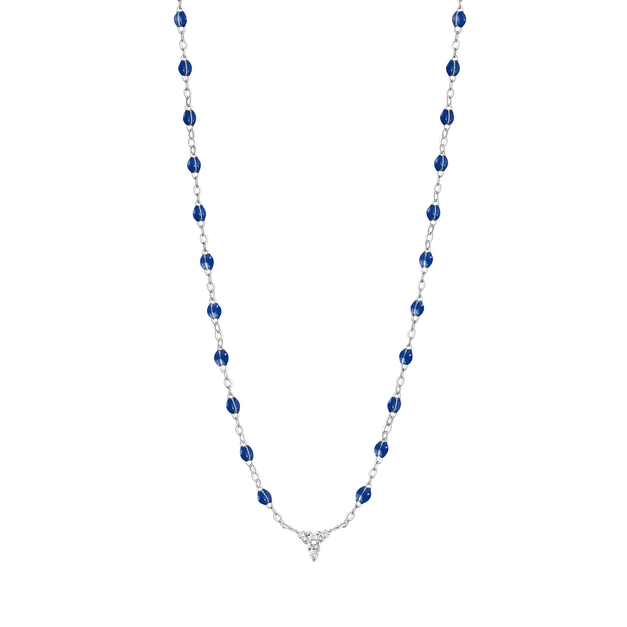 Gigi Clozeau - Petite Kosmos Lapis necklace, White Gold, 16.5"