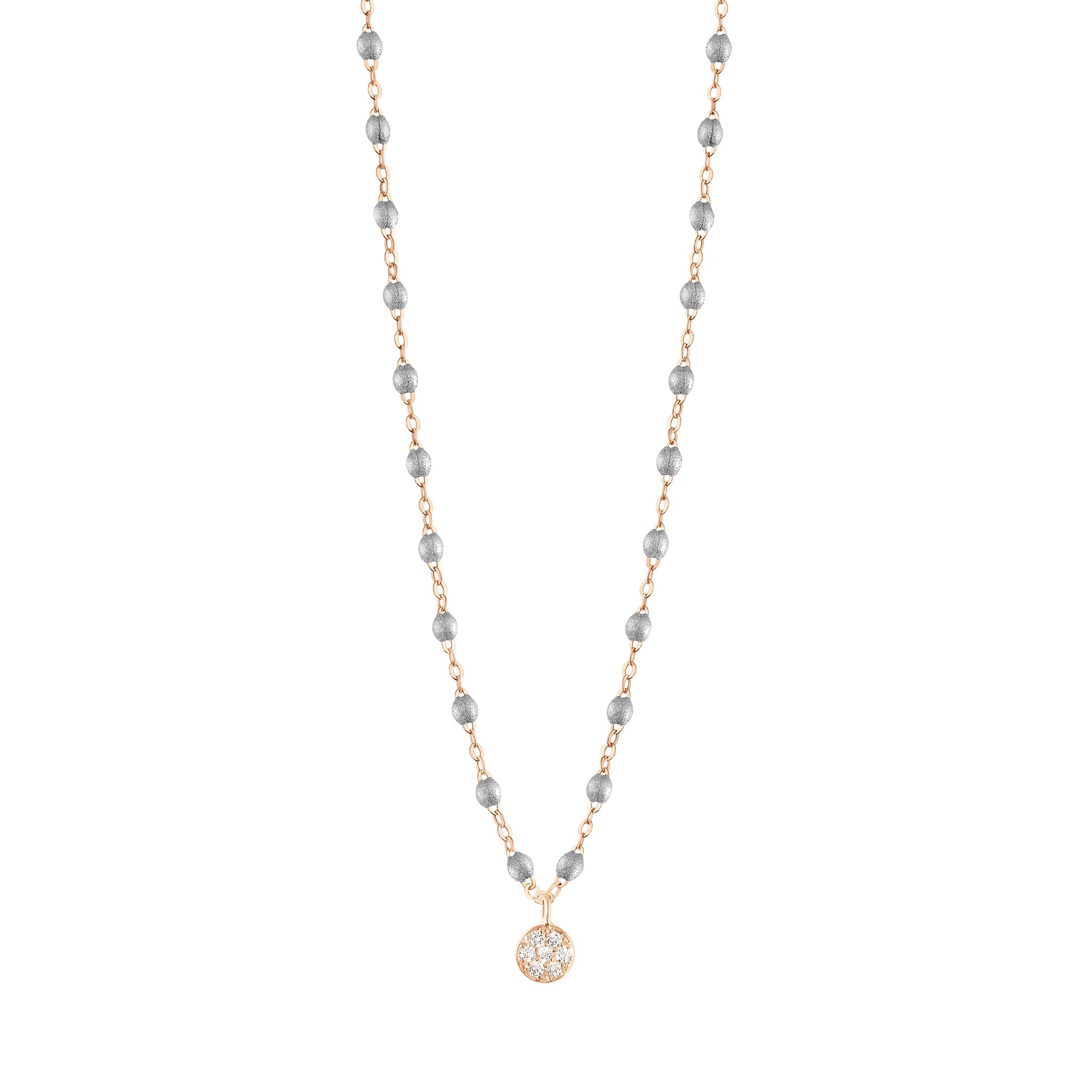 Gigi Clozeau - Puce Classic Gigi Silver diamond necklace, Rose Gold, 16.5"