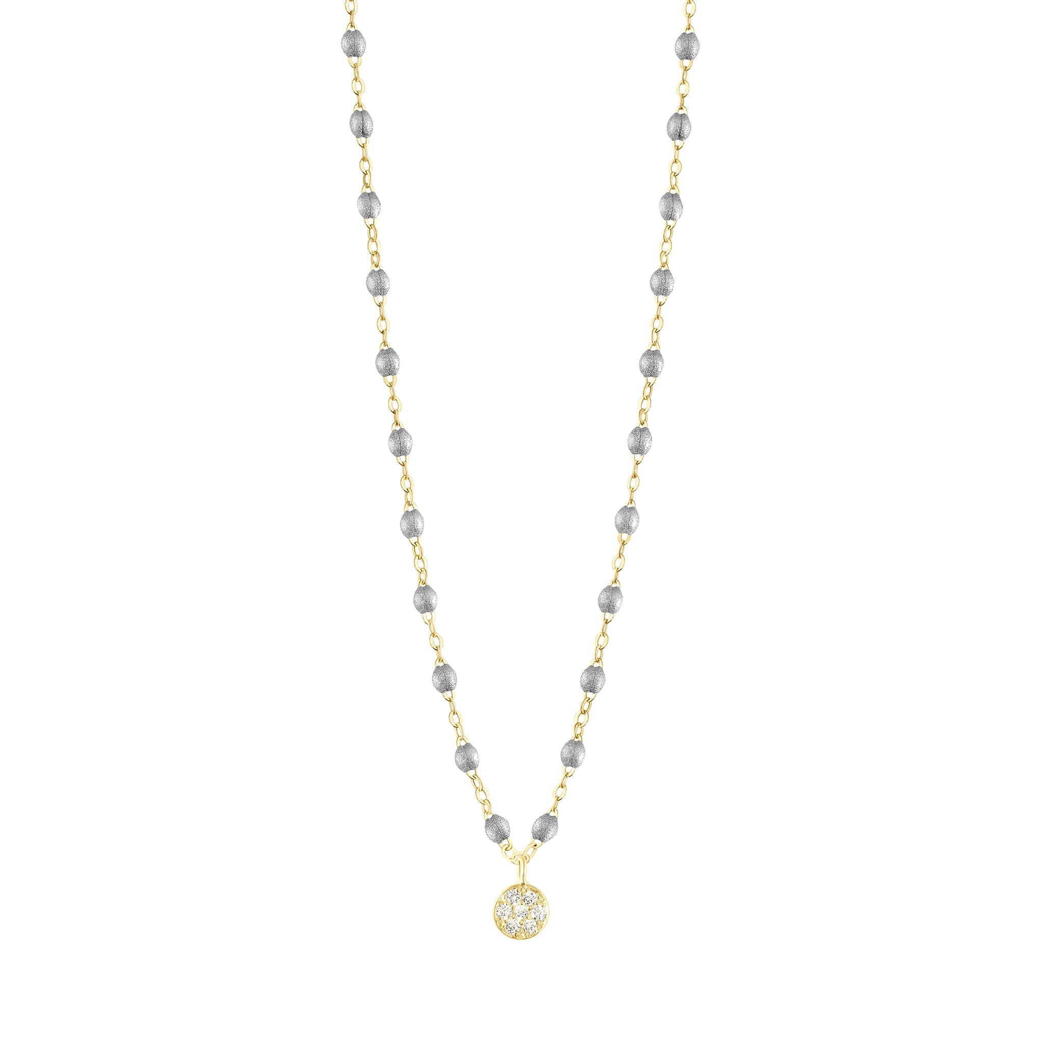 Gigi Clozeau - Puce Classic Gigi Silver diamond necklace, Yellow Gold, 16.5"