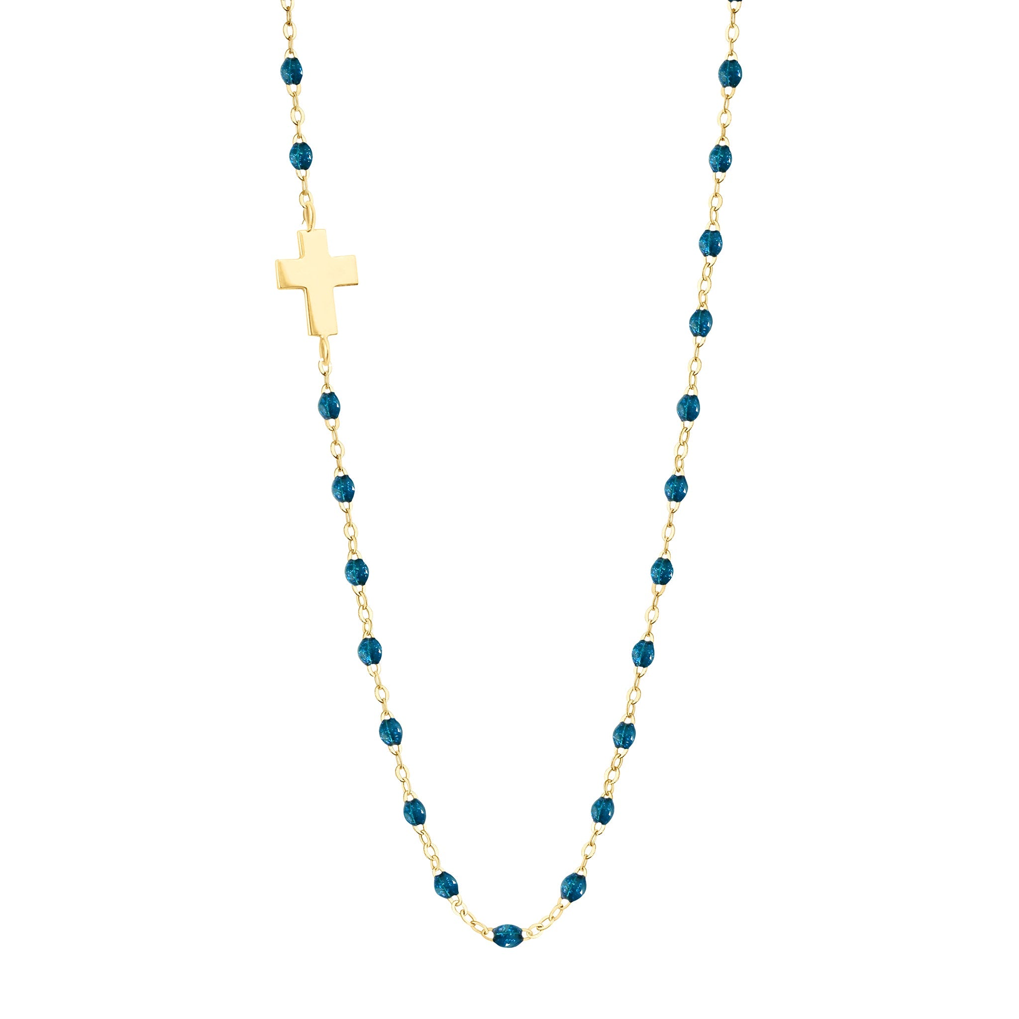 Gigi Clozeau - Side Cross Charm Classic Gigi Jungle necklace, Yellow Gold, 16.5"