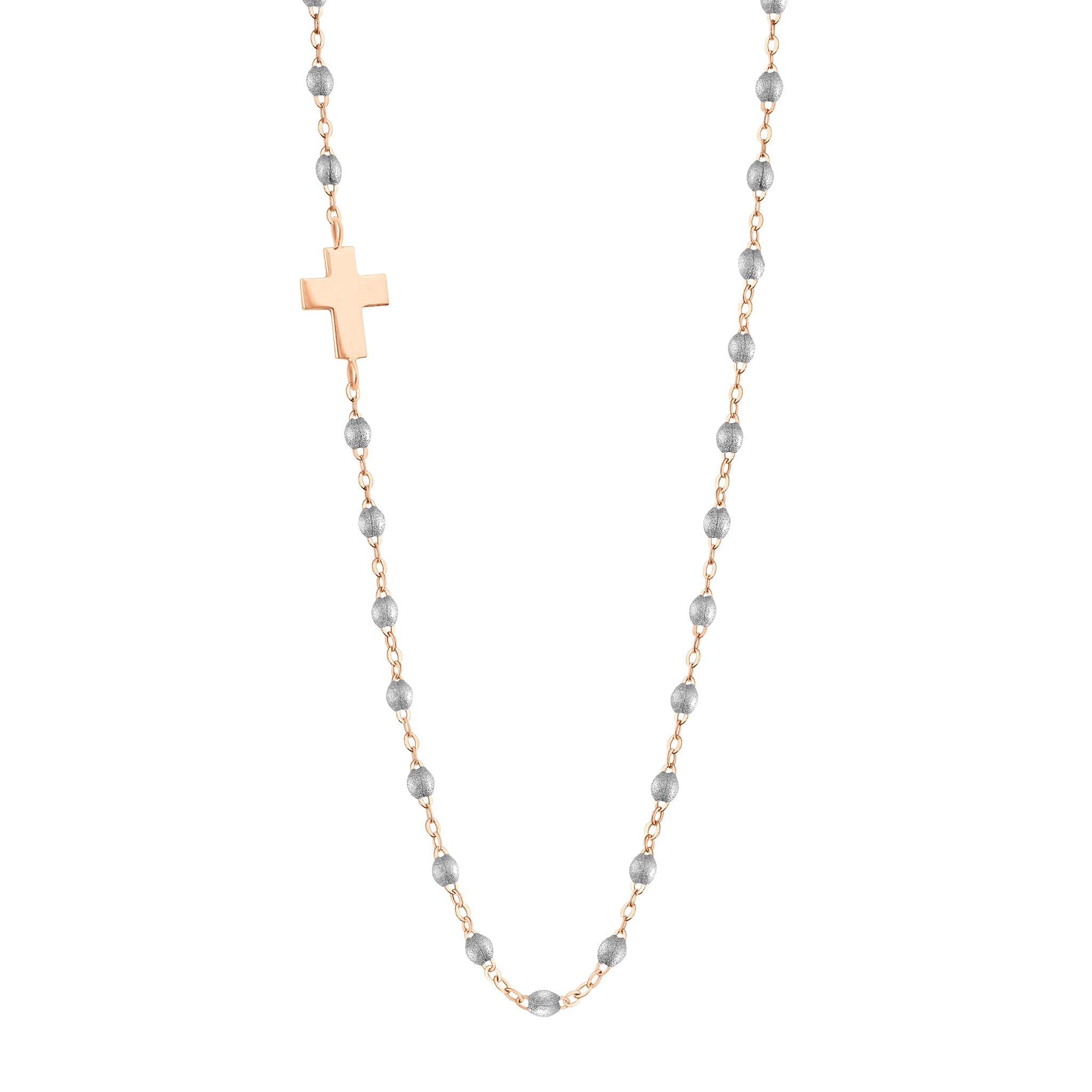 Gigi Clozeau - Side Cross Charm Classic Gigi Silver necklace, Rose Gold, 16.5"