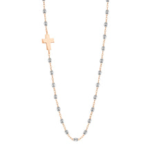 Gigi Clozeau - Side Cross Charm Classic Gigi Silver necklace, Rose Gold, 16.5"