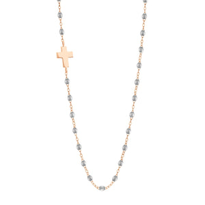 Gigi Clozeau - Side Cross Charm Classic Gigi Silver necklace, Rose Gold, 16.5"