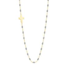 Gigi Clozeau - Side Cross Charm Classic Gigi Silver necklace, Yellow Gold, 16.5"