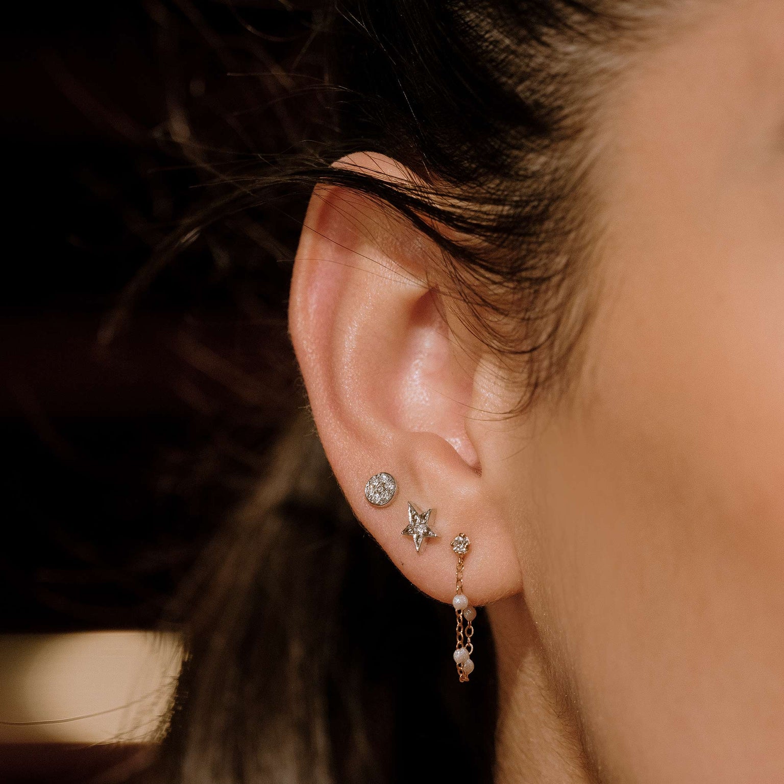 Clozeau - – Diamond White Puce earrings, Jewelry Gold Gigi