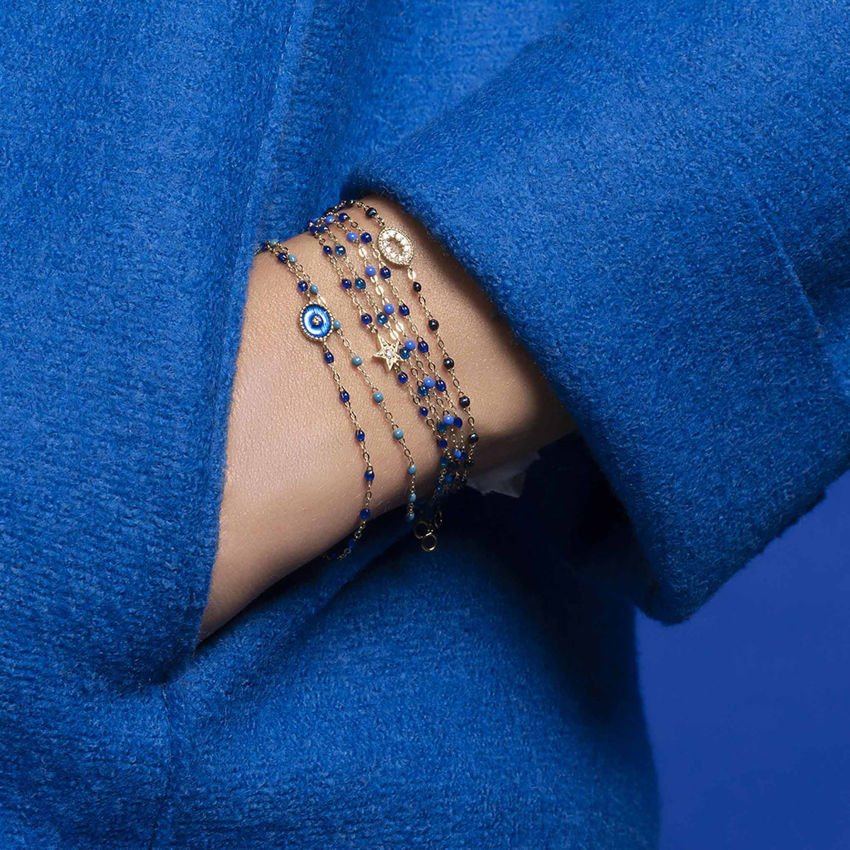 Gigi Clozeau 18k rose gold turquoise beaded single diamond bracelet - Blue