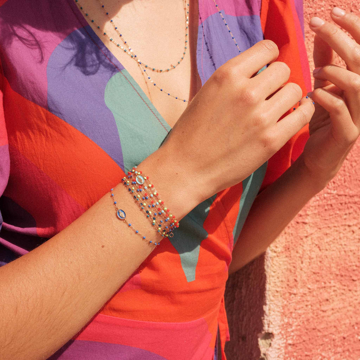 Gigi Clozeau white RG star diamond and rose gold bracelet