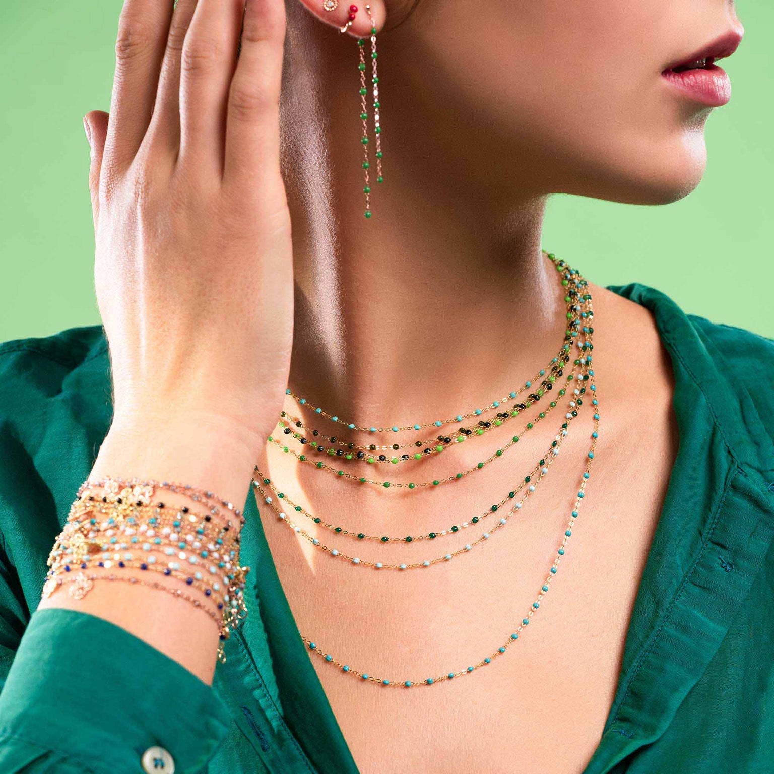 Genuine Emerald & Diamond Necklace in 14K Rose Gold