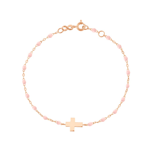 Gigi Clozeau - Baby Cross Charm Classic Gigi Baby Pink bracelet, Rose Gold, 5.1