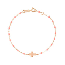 Gigi Clozeau - Baby Cross Charm Classic Gigi Fuchsia bracelet, Rose Gold, 5.1"