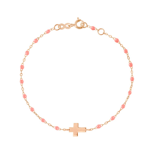 Gigi Clozeau - Baby Cross Charm Classic Gigi Fuchsia bracelet, Rose Gold, 5.1