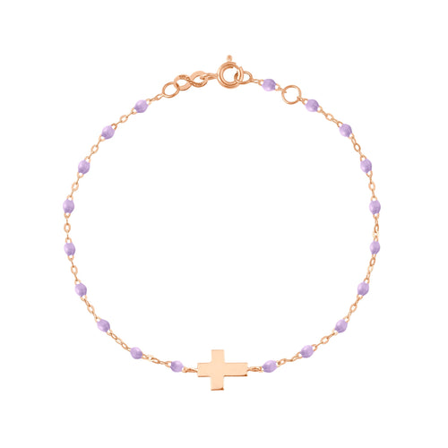 Gigi Clozeau - Baby Cross Charm Classic Gigi Lilac bracelet, Rose Gold, 5.1